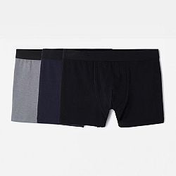 DOMYOS Pánske bavlnené boxerky čierno-sivo-modré 3 ks čierna L