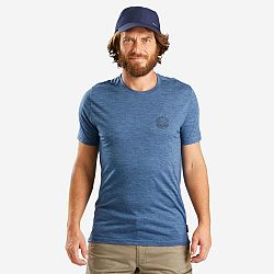 FORCLAZ Pánske trekingové tričko Travel 500 s krátkym rukávom z vlny merino modré M