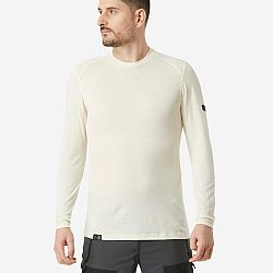 FORCLAZ Pánske tričko MT500 s dlhým rukávom 100 % vlna merino nefarbené hnedá L