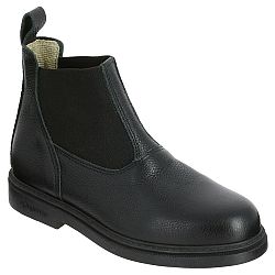 FOUGANZA Detská jazdecká kožená obuv Classic - perká čierna 31