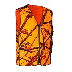 SOLOGNAC Poľovnícka vesta Compact nehlučná reflexná s maskovaním oranžová S