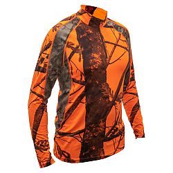 SOLOGNAC Priedušné poľovnícke tričko 500 s dlhým rukávom a reflexným maskovaním oranžová 2XL