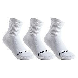 ARTENGO Detské vysoké ponožky RS 100 na raketové športy 3 páry biele 27-30