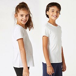 DOMYOS Detské bavlnené tričko unisex - biele 5-6 r (113-122 cm)