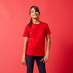 DOMYOS Detské bavlnené tričko unisex červené 8-9 r (131-140 cm)