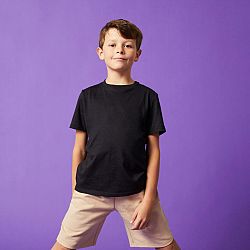 DOMYOS Detské bavlnené tričko unisex čierne 5-6 r (113-122 cm)