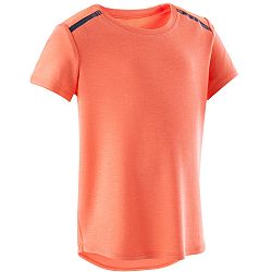 DOMYOS Detské tričko 500 na cvičenie oranžové ružová 12 m (73-75 cm)