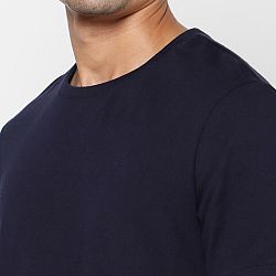 DOMYOS Pánske tričko 500 na cvičenie krátky rukáv, rovný strih, modročierne modrá S
