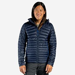 FORCLAZ Pánska páperová bunda MT100 na horskú turistiku s kapucňou do -5 °C modrá S