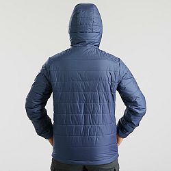 FORCLAZ Pánska prešívaná bunda MT100 na horskú turistiku s kapucňou do -5 °C modrá XL