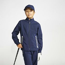 INESIS Detská nepremokavá golfová bunda do dažďa RW500 tmavomodrá 7-8 r (123-130 cm)