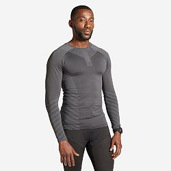 KIPRUN Pánske zimné bežecké tričko Skincare s dlhým rukávom priedušné sivé šedá XL