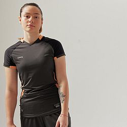 KIPSTA Dámsky futbalový dres s krátkym rukávom rovný strih čierny S