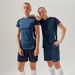 KIPSTA Dámsky futbalový dres s krátkym rukávom úzky strih modrý 2XS