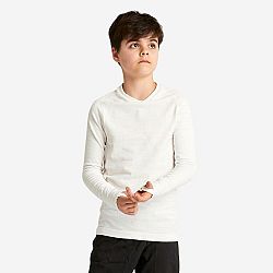 KIPSTA Detské spodné tričko na futbal Keepdry 500 s dlhými rukávmi biele 10-11 r (141-150 cm)