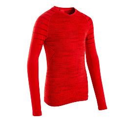 KIPSTA Detské spodné tričko na futbal Keepdry 500 s dlhými rukávmi červené 14-15 r (161-172 cm)