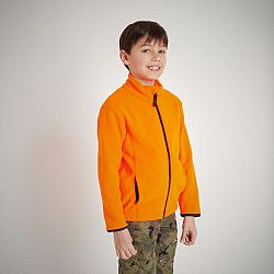 SOLOGNAC Detská hrejivá poľovnícka fleecová mikina 100 oranžová reflexná oranžová 10 rokov