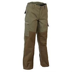 SOLOGNAC Detské nohavice Renfort - 100 zosilnené zeleno-hnedé khaki 12 rokov