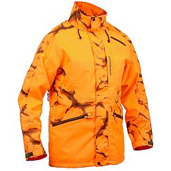 SOLOGNAC Pánska poľovnícka bunda Supertrack 500 nepremokavá odolná oranžová reflexná oranžová 4XL