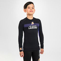 TARMAK Detské spodné tričko NBA Lakers s dlhým rukávom čierne 7-8 r (123-130 cm)