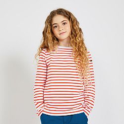 TRIBORD Dievčenské námornícke tričko Sailing 100 s dlhým rukávom bielo-červené 10 rokov
