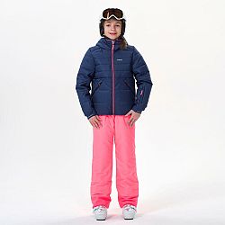 WEDZE Detská veľmi hrejivá a nepremokavá lyžiarska prešívaná bunda 180 Warm tmavomodrá 10 rokov