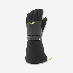 WEDZE Hrejivé a nepremokavé detské rukavice 550 na zjazdové lyžovanie čierno-sivé čierna 14 rokov