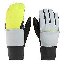 WEDZE Skialpinistické nepremokavé rukavice/palčiaky 2v1 sivo-žlté šedá L